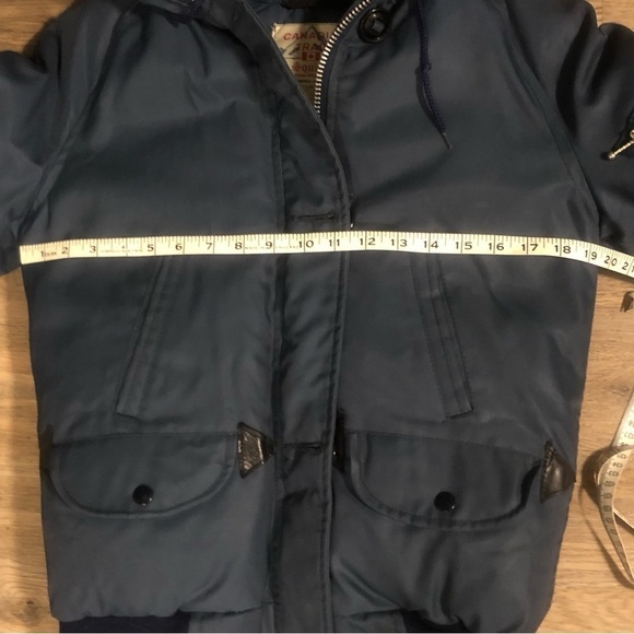 1970’s Canadian Trails Goose Down Coyote Fur Trim Blue Bomber XS / S Vintage - Picture 15 of 16